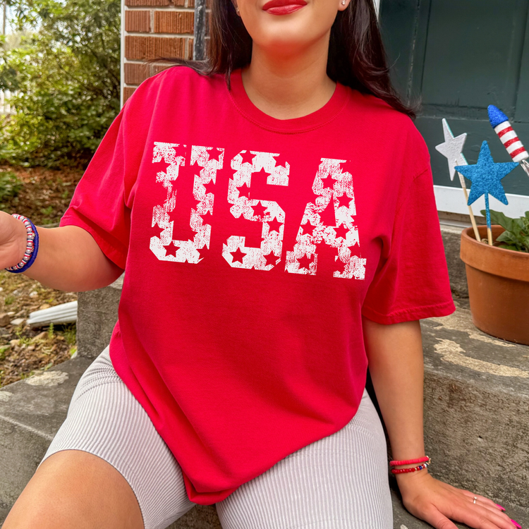 USA Distressed Stars Screen Print Transfer