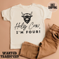 Holy Cow, I'm Four, Western Birthday Tee, Holy Cow, Forth, 4th, Unisex, Girls or Boys, Cowboy Birthday, Rodeo Birthday, Highland Cow