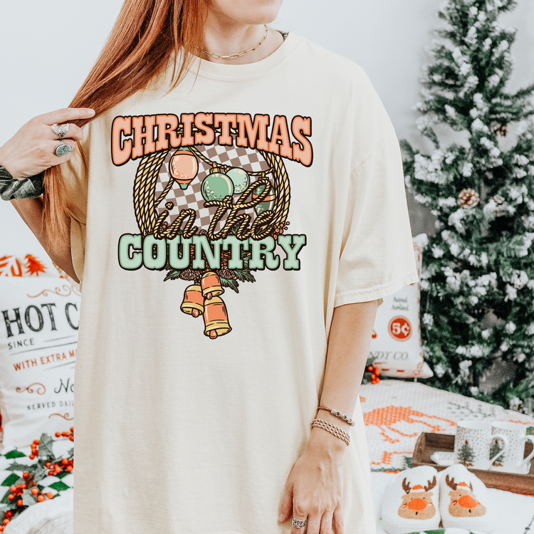 Christmas in the Country Wreath Orange Christmas DTF Transfer