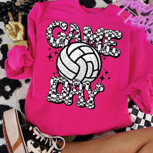 Game Day volleyball Faux Glitter DTF Transfer