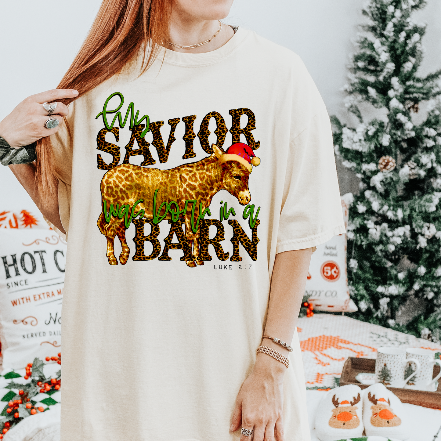 Savior Born in a Barn Christmas DTF Transfer