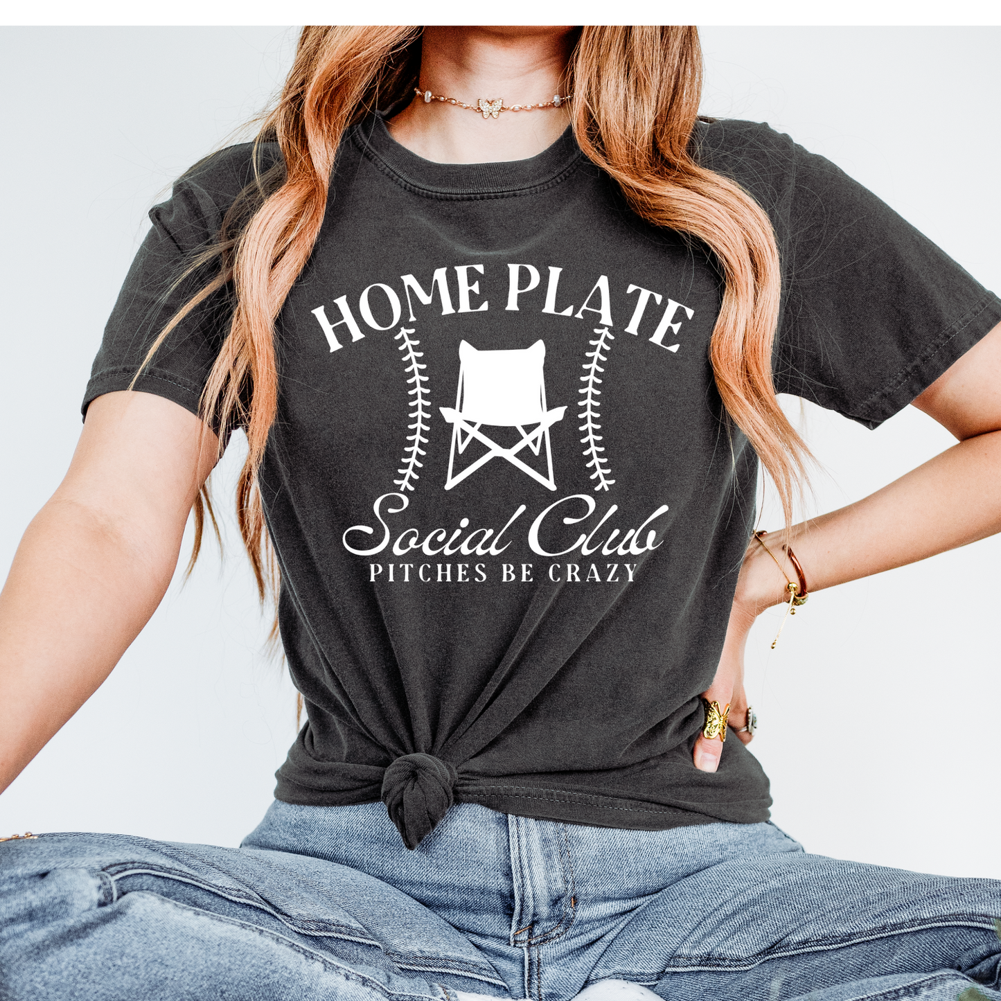 Homeplate Social Club White Baseball DTF Transfer