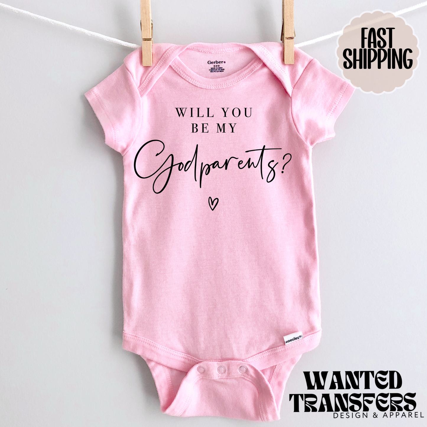 Will You be my Godparents Pregnancy Announcement Onesie®, Godparents Baby Bodysuit, Reveal Pregnancy Announcement, Cute, Trendy Godparents Bodysuit