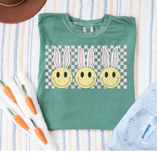 Smiley Faces with Bunny Ears Easter DTF Transfer