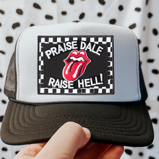 Praise Dale Raise Hell Faux Embroidery DTF Transfer for Hat (NOT A PATCH)
