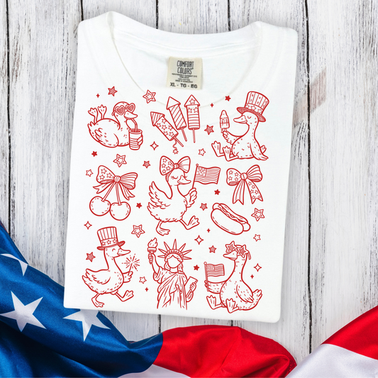 Patriotic Doodles Red DTF Transfer