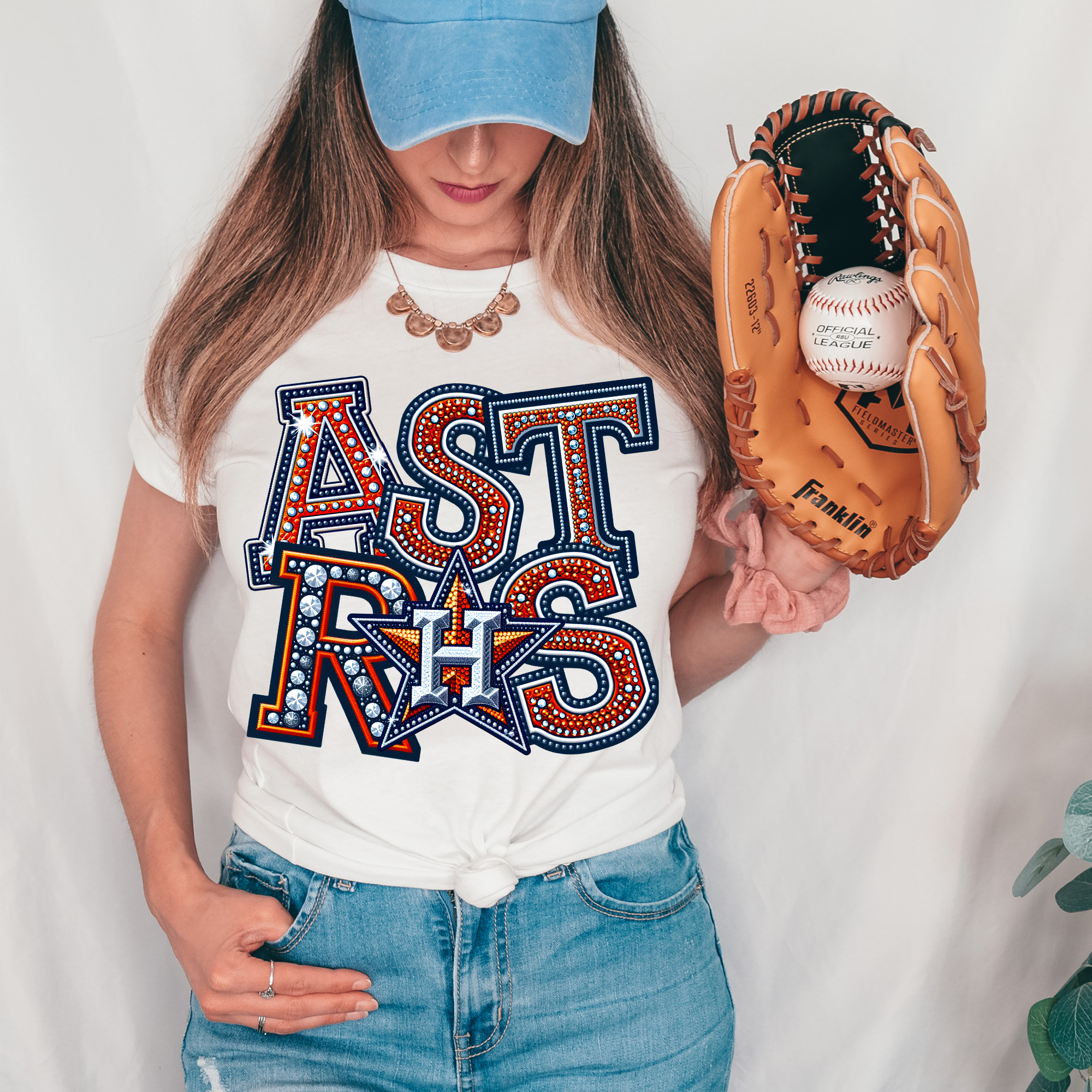 Astros Faux Rhinestone DTF Transfer – Wild & Wanted DTF, Badass ...