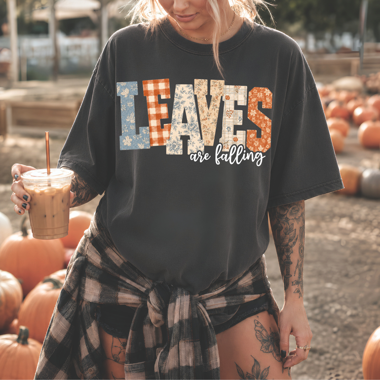 Leaves are Falling Trendy Patchwork Fall DTF Transfer