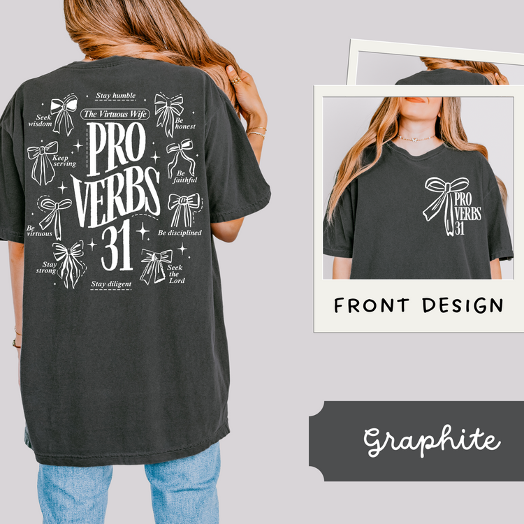 Proverbs 31 Stay Humble Faith All White DTF Transfer (Includes Pocket + Full Back)