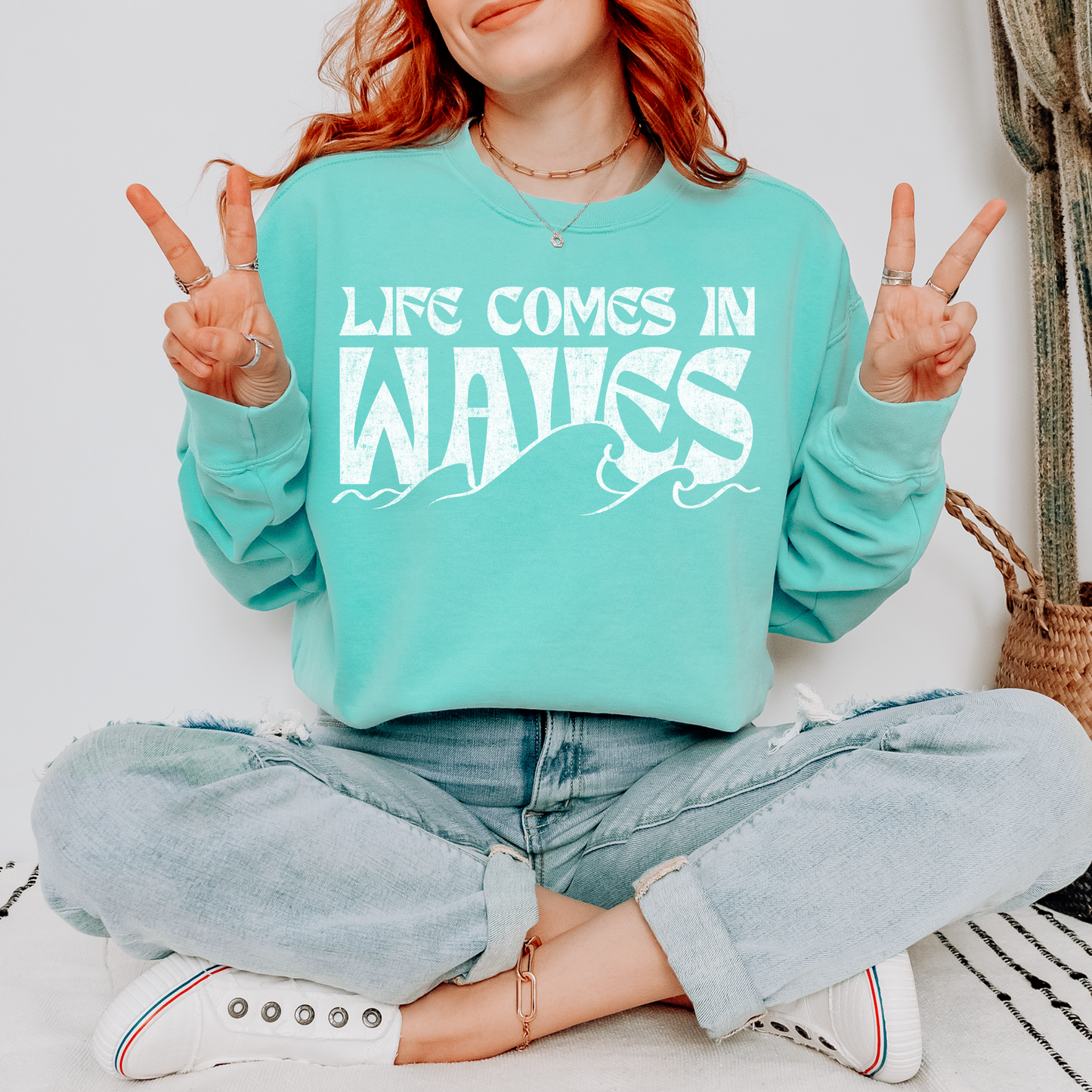 Life Comes in Waves White Font DTF Transfer