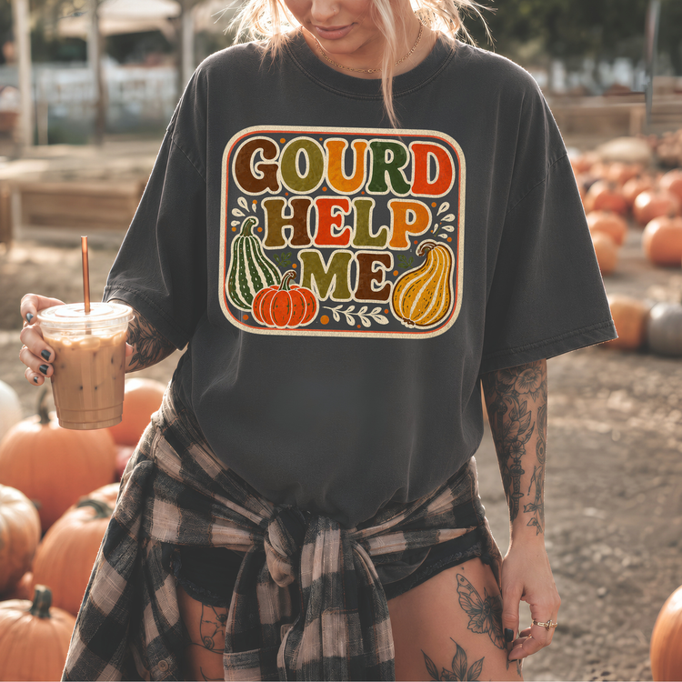 Gourd Help Me Retro Fall DTF Transfer