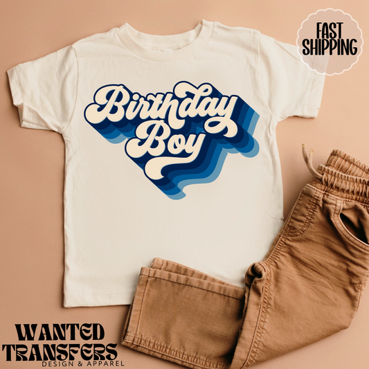 Birthday Boy Green Retro Blue Repeated Boys Birthday Shirt, Tee, Onesie, Birthday Girl, All Ages, Toddler, Youth, Kids Bday, Minimalist