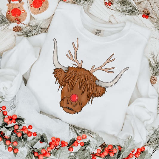 Highland Cow Reindeer Western Christmas DTF Transfer