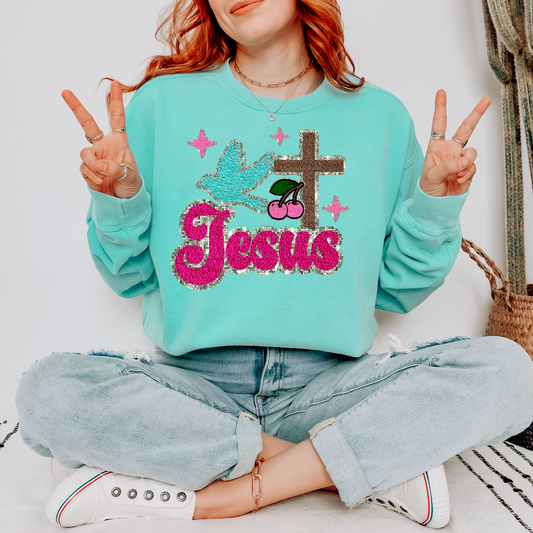 Faux Chenille Jesus Faith DTF Transfer