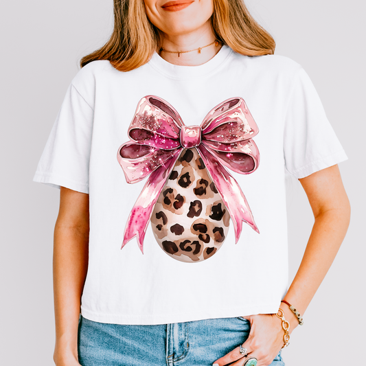 Pink Leopard Bow Coquette Easter Egg DTF Transfer
