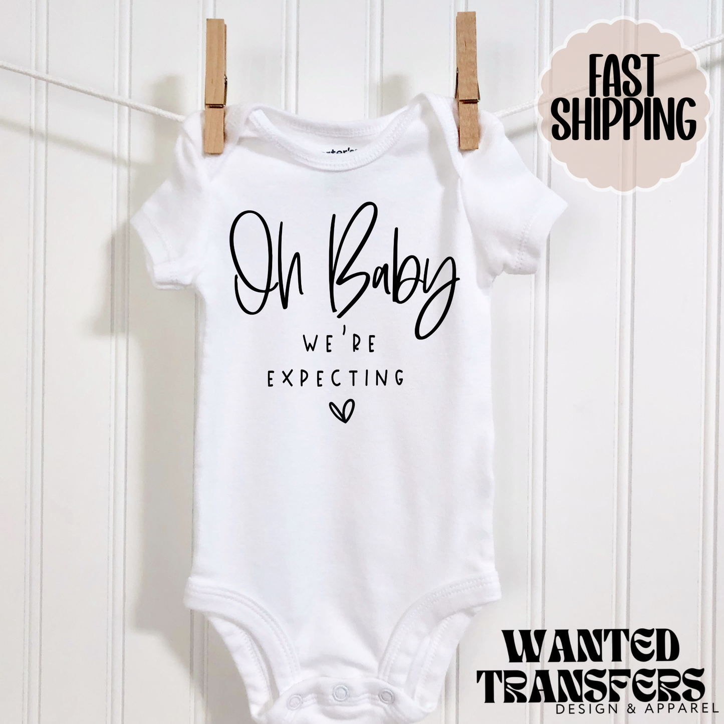 Oh Baby, We're Expecting, Cute Baby Announcement Onesie®, Bodysuit, New Pregnancy Announcement, First Baby Announcement, Announcement to Husband or Boyfriend