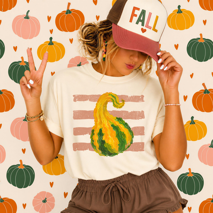 Trendy Striped Gourd Light Brown Fall DTF Transfer