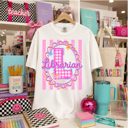 Librarian Pink Coquette Framed DTF Transfer