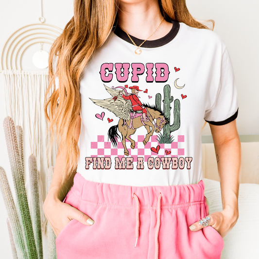 Cupid Find me a Cowboy Valentine's DTF Transfer