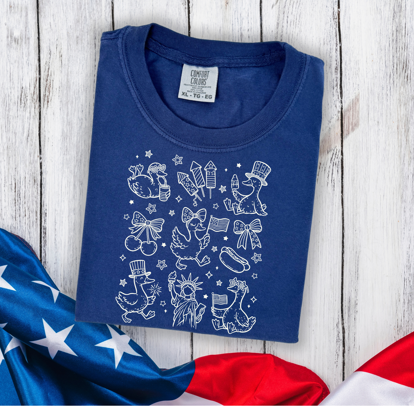 Patriotic Doodles White DTF Transfer