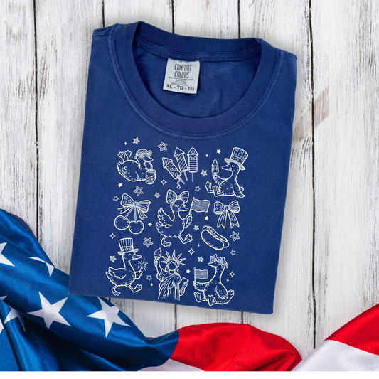 Patriotic Doodles White DTF Transfer