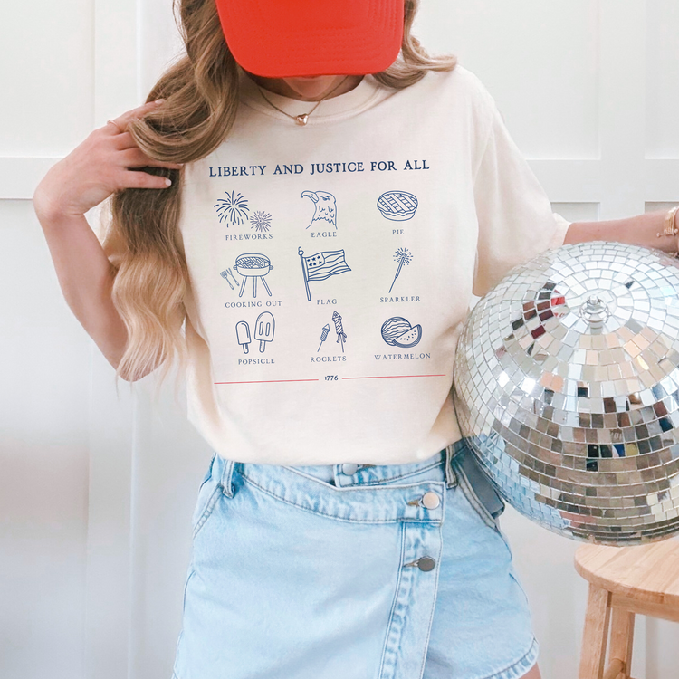 Liberty & Justice For All 4th of July Screen Print Transfer