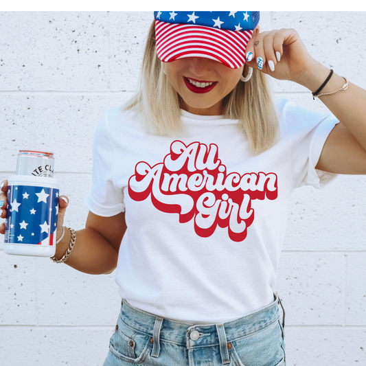 All American Girl Red 4th of July DTF Transfer