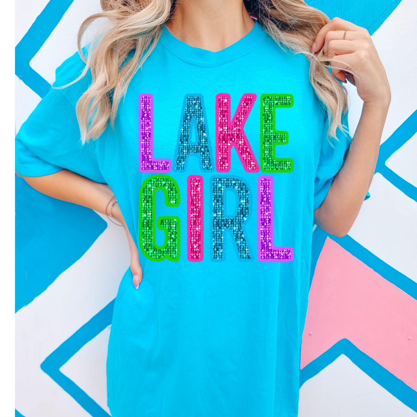 Faux Sequin Lake Girl Summer DTF Transfer