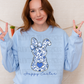 Happy Easter Blue Toile Easter Bunny DTF Transfer