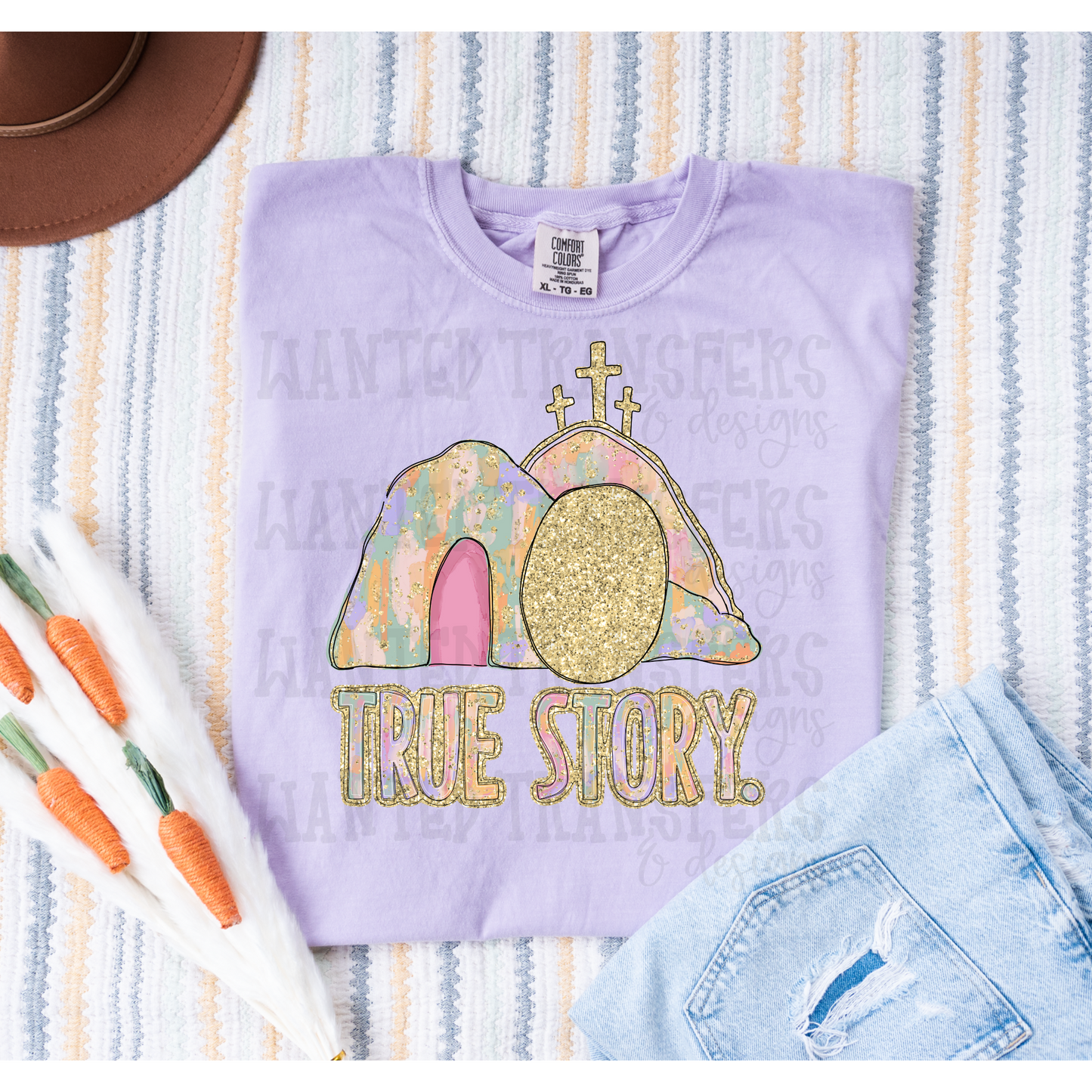 True Story Glitter Brushstroke Easter Faith DTF Transfer