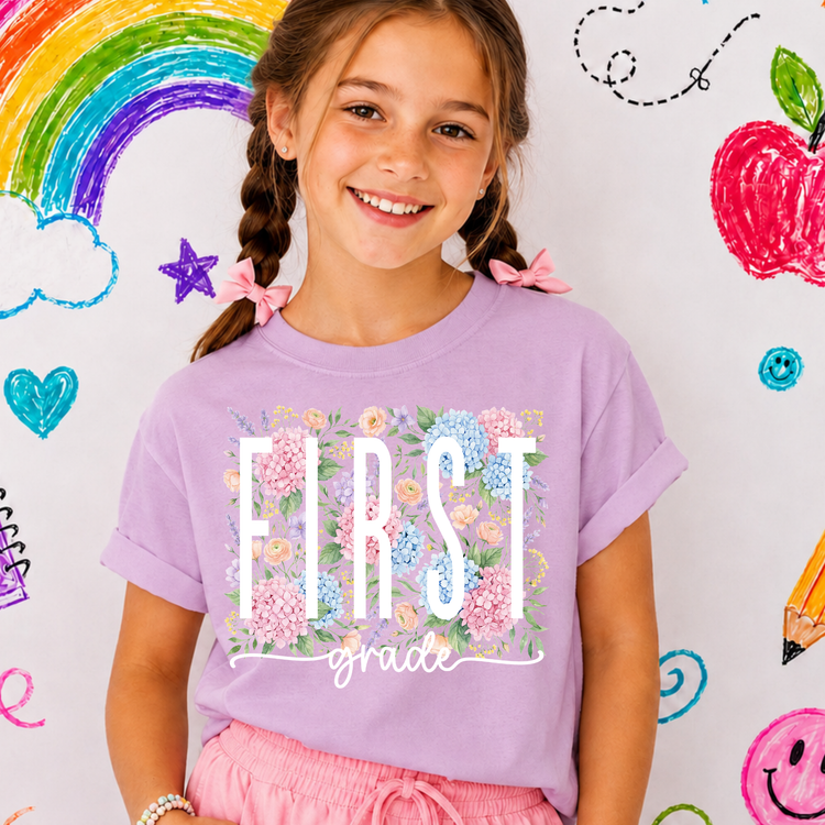 First Grade Floral Back to School DTF Transfer