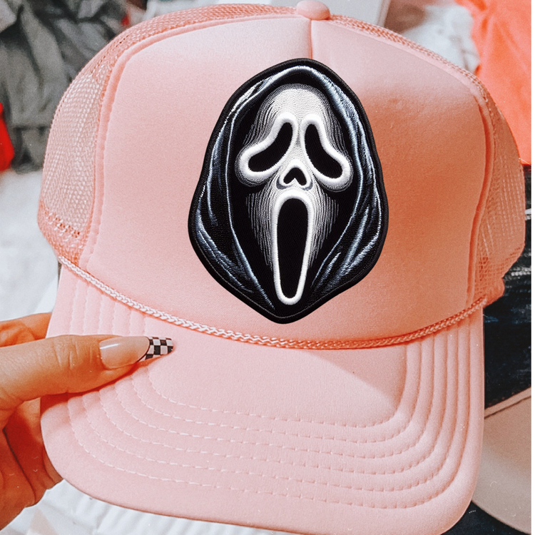 Horror Face Faux Embroidery DTF Transfer for Hat (NOT A PATCH)