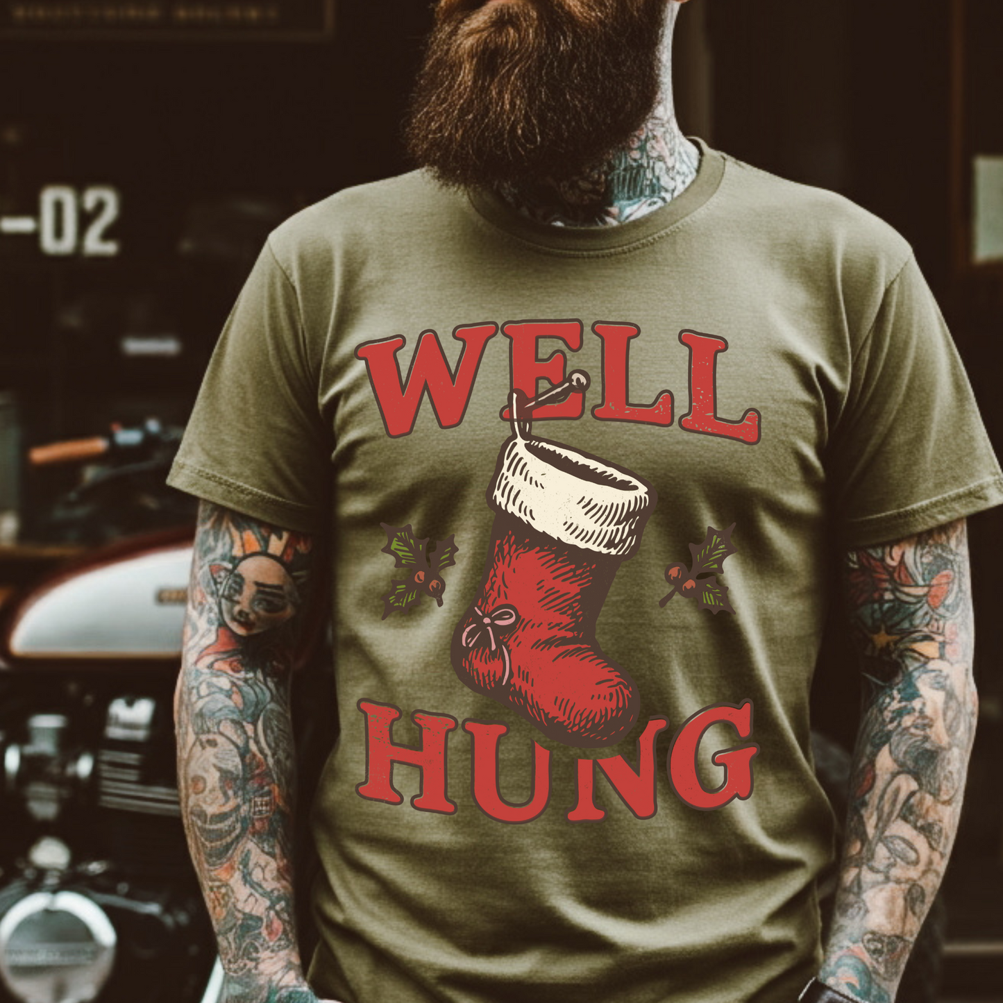 Well Hung Funny Christmas Stocking Clear Film Screen Print Transfer