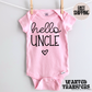 Hello Uncle Pregnancy Announcement Onesie®, Uncle Baby Bodysuit, Reveal Pregnancy Announcement, Cute, Trendy Uncle Bodysuit