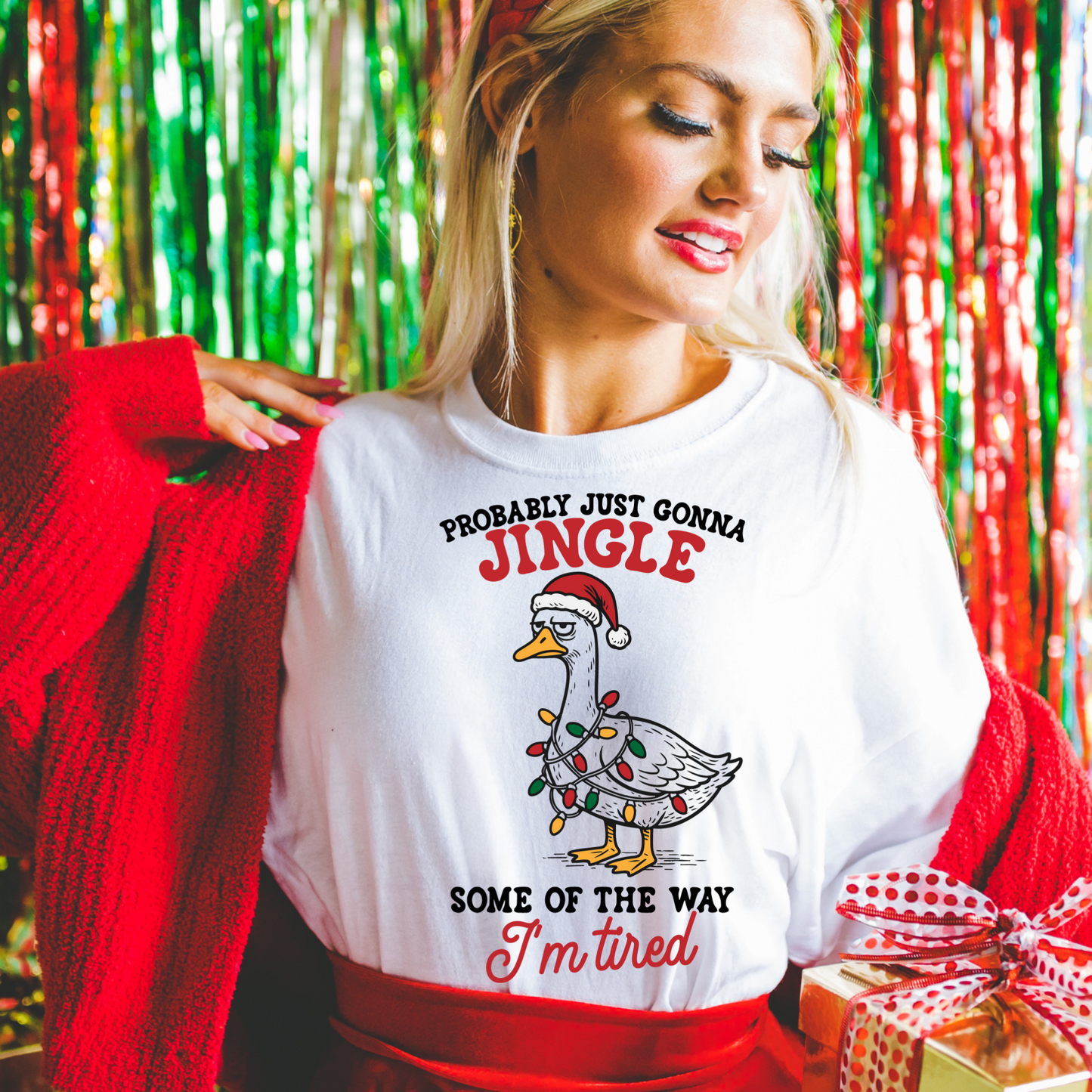 Jingle Some of the Way I'm Tired Christmas Goose Clear Film Screen Print Transfer