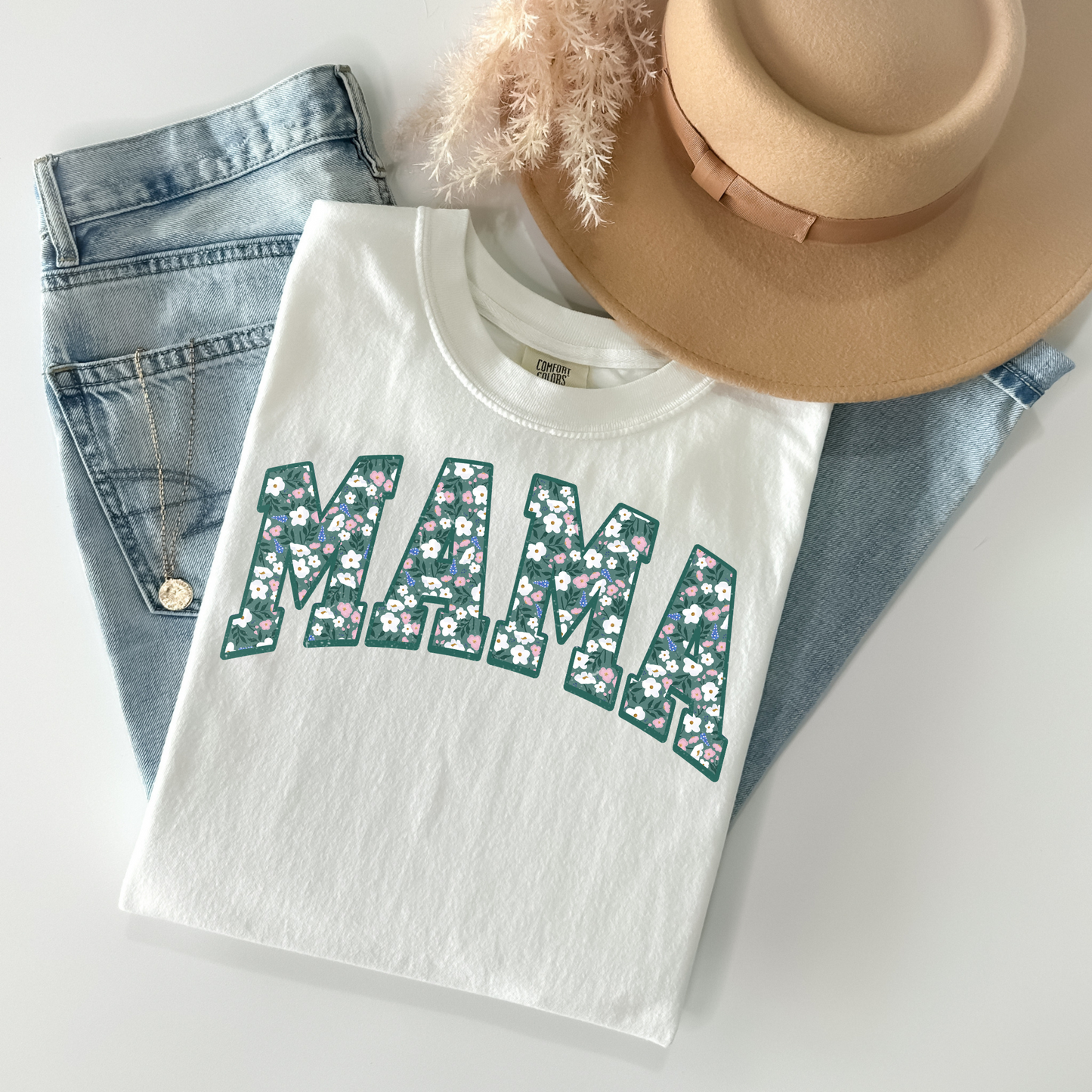 Teal Floral Mama DTF Transfer