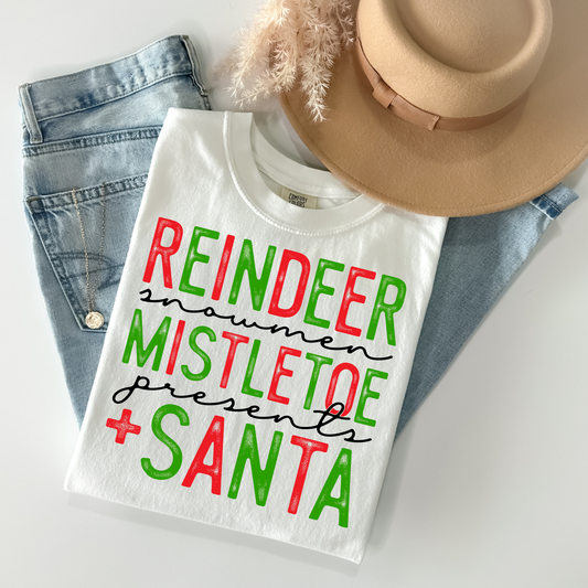 Reindeer, Mistletoe, Santa DTF Transfer