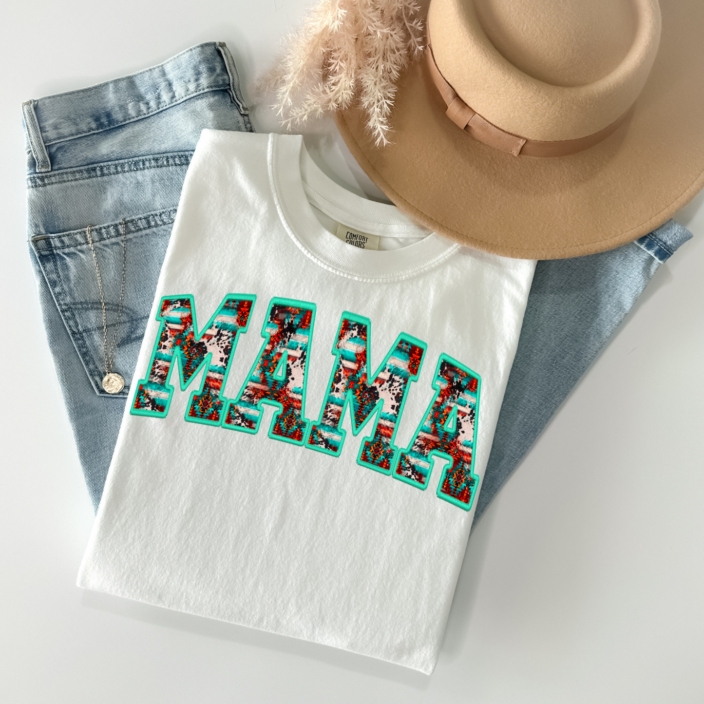 Faux Embroidery Aztec Western Mama DTF Transfer