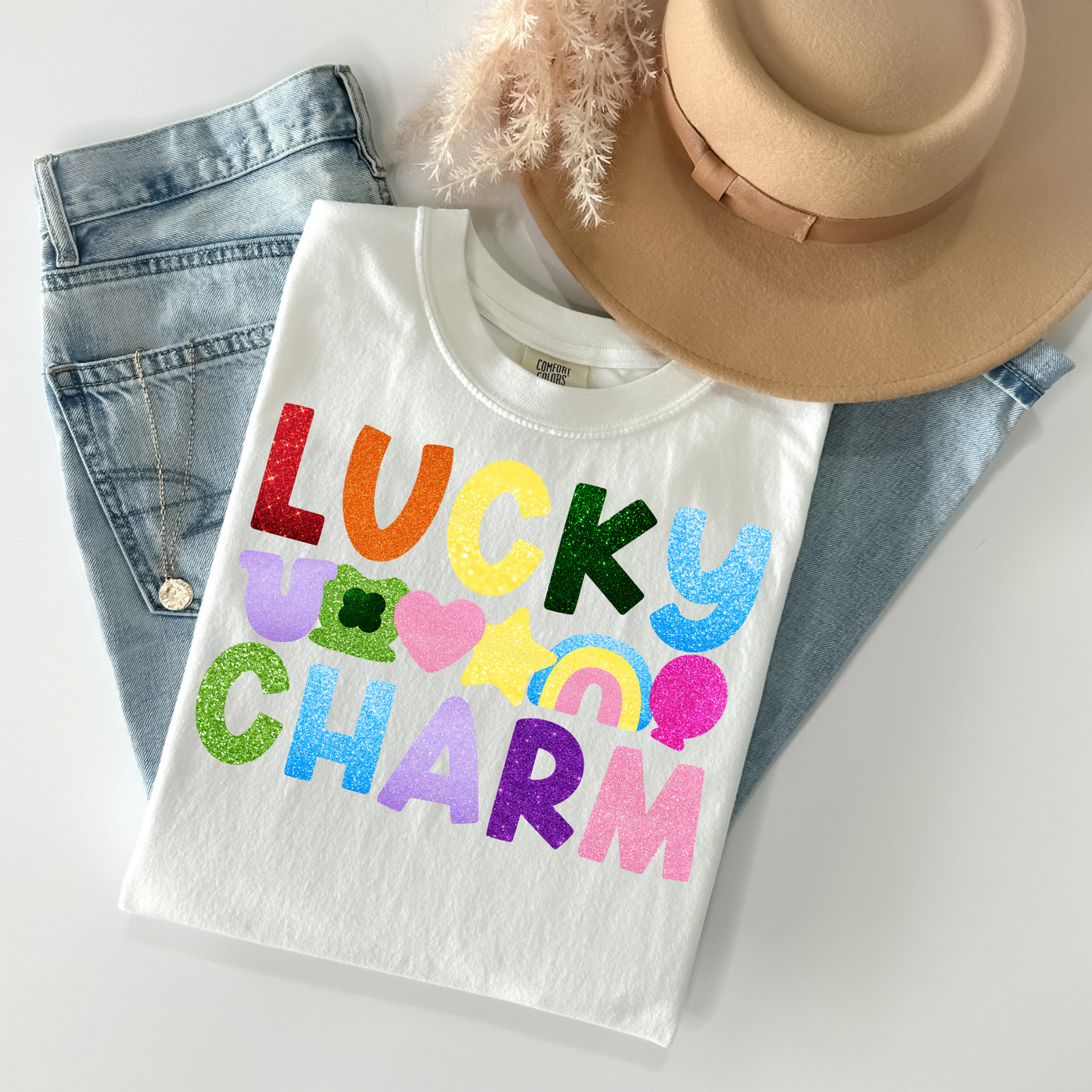 Faux Glitter Lucky Charm DTF Transfer