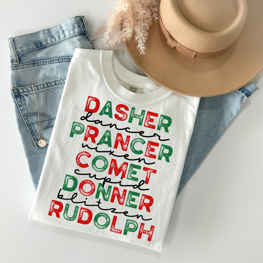 Reindeer Names DTF Transfer