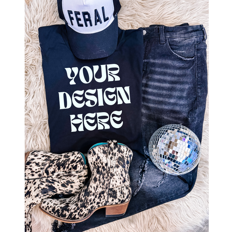 Edgy Western Bella Canva 3001C Mockup - Black - Shirt Mockup