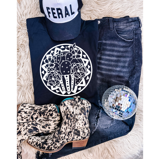 Trendy Cactus White Font Western DTF Transfer