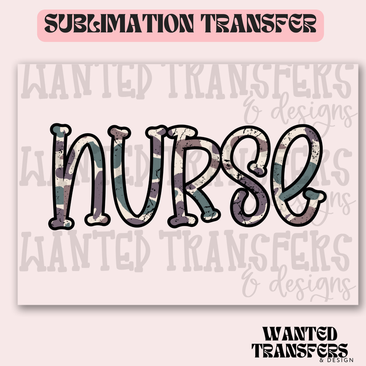 Camo Nurse Distressed Exclusive Sublimation Transfer