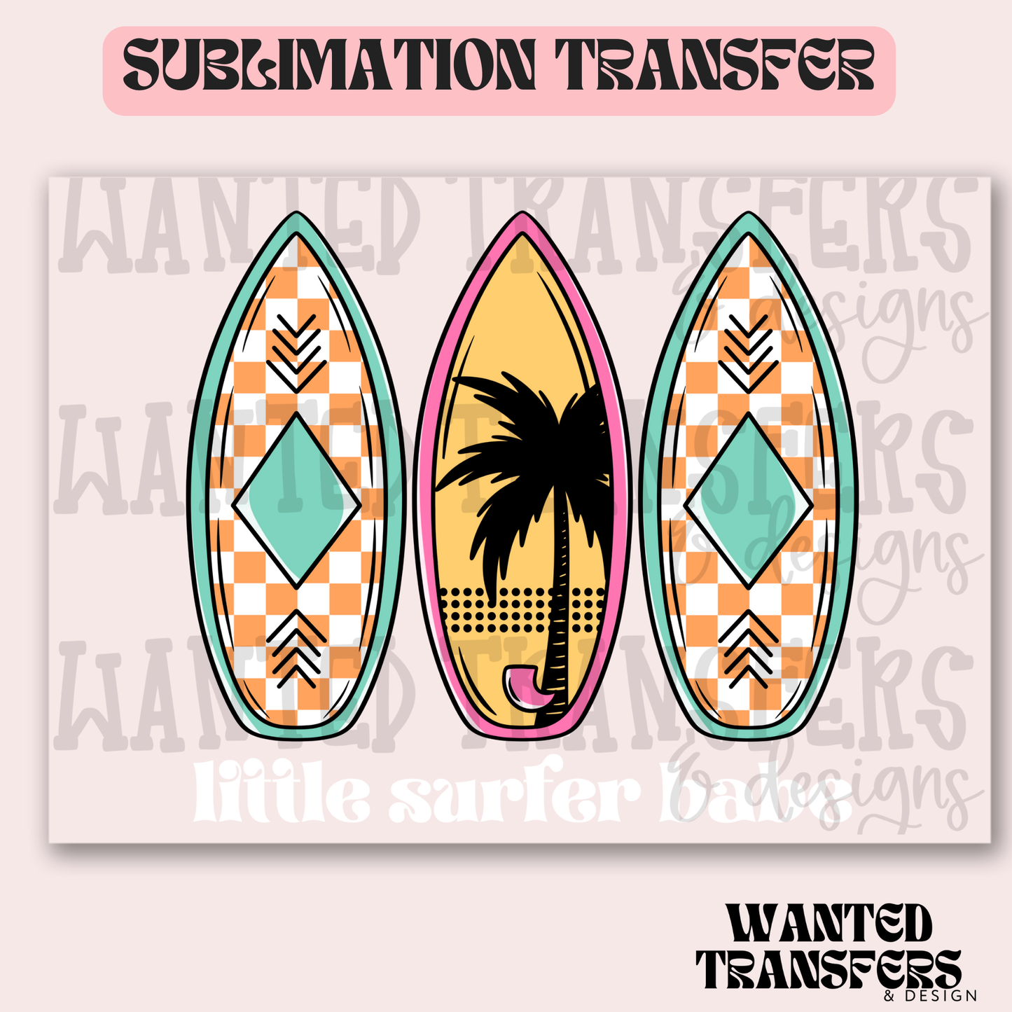 Little Surfer Babe White Exclusive Sublimation Transfer