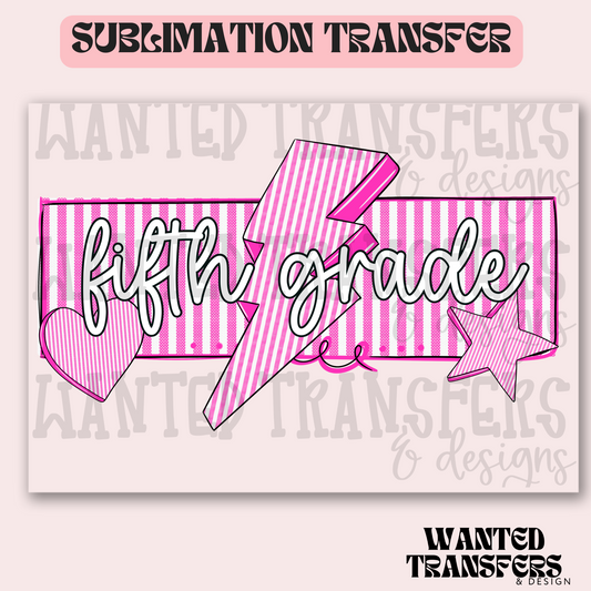 Retro Pink Fifth Grade Exclusive Sublimation Transfer