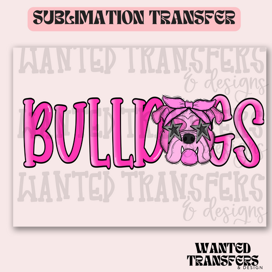 Pink Superstar Bulldog Mascot Exclusive Sublimation Transfer