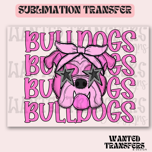 Pink Superstar Bulldog Mascot 2 Exclusive Sublimation Transfer