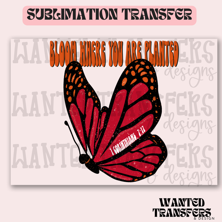 Bloom Red Butterfly Exclusive Sublimation Transfer