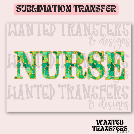 Nurse Green Watercolor Exclusive Sublimation Transfer