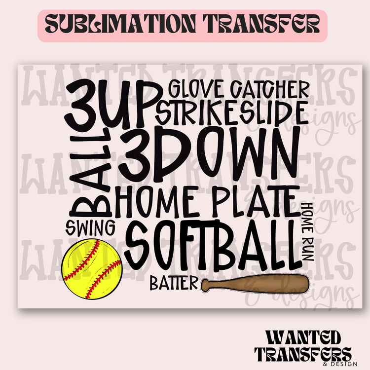 Softball Word Scramble Exclusive Sublimation Transfer